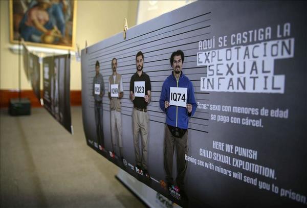 Posters against child sex exploitation in Lima, Peru