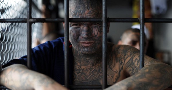A member of the Mara Salvatrucha gang, seen at the Ciudad Barrios prison about 100 miles (160 km) east of San Salvador, June 19, 2012.