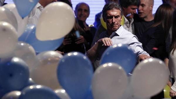 Mauricio Macri celebrates his election as the president of Argentina.