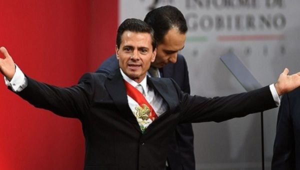 Mexican President Enrique Peña Nieto spoke about El Chapo's escape in Davos, Jan. 22, 2016.