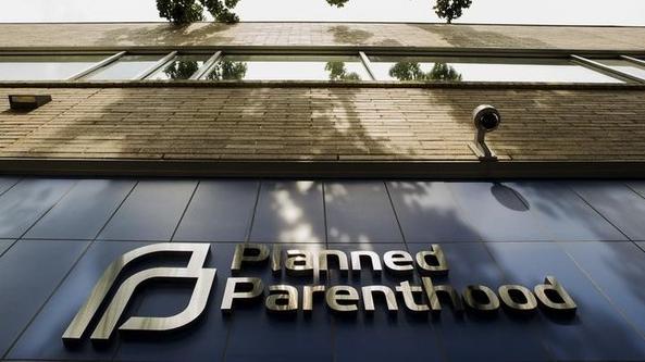 A sign is pictured at the entrance to a Planned Parenthood building in New York.