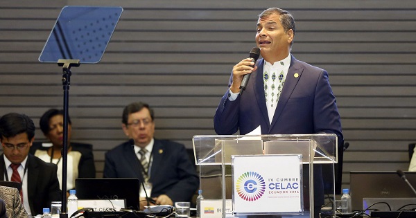 Ecuadorean President Rafael Correa spoke at the assembly of 22 heads of state.