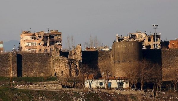 Damaged buildings during the security operations and clashes between Turkish security forces and Kurdish militants in Diyarbakir, Turkey Jan. 16, 2016
