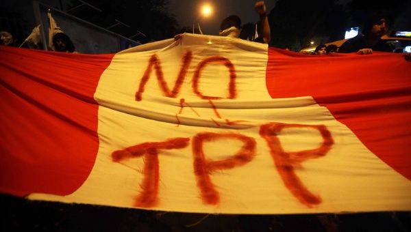 An anti-TPP protest in Peru.
