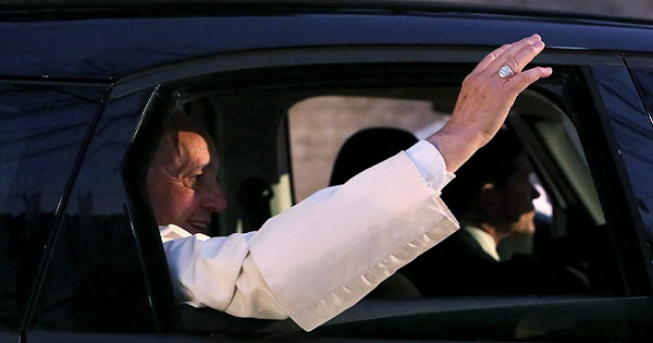 Pope Francis waves to the crowd in Mexico City, Feb. 15, 2016.