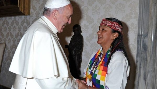 Milagro Sala visited Pope Francis in the Vatican in 2014.