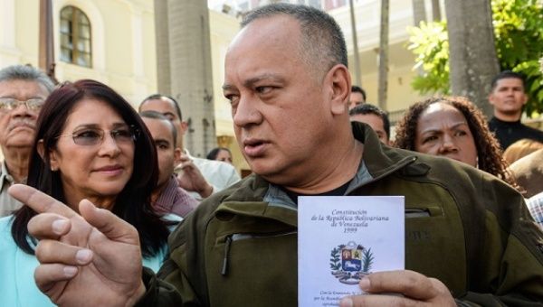 Socialist former head of Venezuela's National Assembly, Diosdado Cabello, explains the positions of pro-government lawmakers in the parliament.