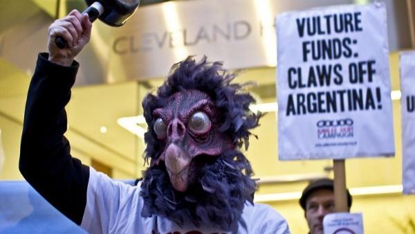 Debt campaigners hold a pots and pans protest against vulture fund attack on Argentina in New York. 26 February 2013.