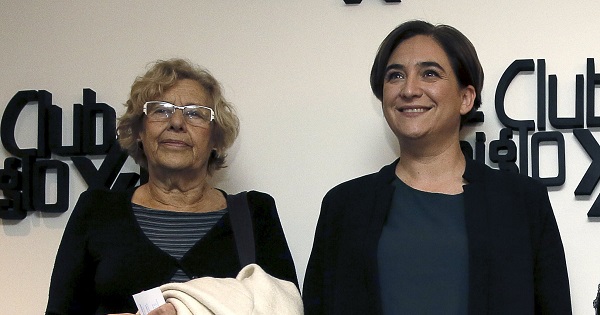 The mayors of Madrid and Barcelona, Manuela Carmena and Ada Colau