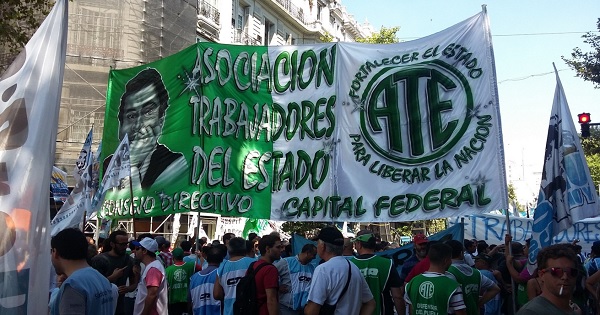 Anti-government protesters prepare to march to the Plaza de Mayo square in Buenos Aires, Argentina.