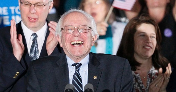 U.S. Democratic presidential candidate Bernie Sanders after winning the New Hampshire primary, Concord, New Hampshire, Feb. 9, 2016.