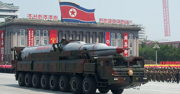 A Taepodong-class missile on display in North Korea.
