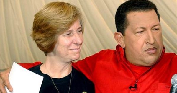 Cindy Sheehan with late President Hugo Chavez