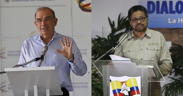 Colombian government lead negotiator Humberto de la Calle (L) and FARC lead negotiator Ivan Marquez (R) are seen in this composite photo.