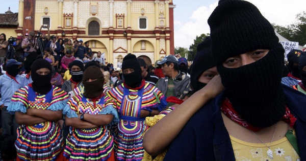 Indigenous Zapatista activists protest in Chiapas.