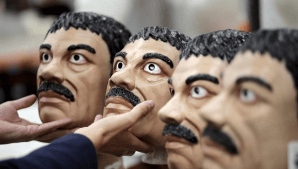 El Chapo masks at Grupo Rev in Cuernavaca near Mexico City Oct. 14, 2015.