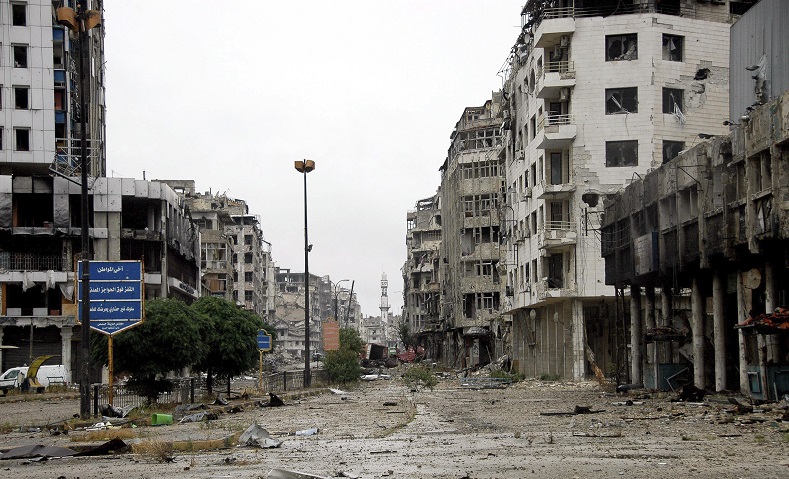 After: A street scene in the city of Homs.