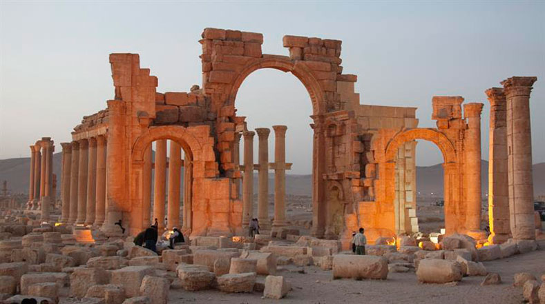 Before: A view of the Roman-era temple in the ancient city of Palmyra.