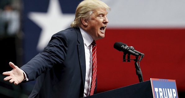 Republican presidential candidate Donald Trump speaks at a rally in Dallas, Texas.