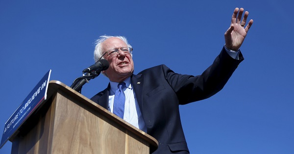 Democratic U.S. presidential candidate Bernie Sanders addresses a crowd of supporters at a campaign rally in Salt Lake City, Utah March 18, 2016.