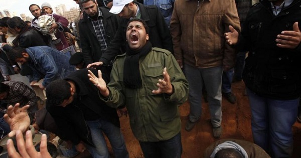 A mourner at a funeral in Ajdabiyah in Benghazi, March 23, 2011.