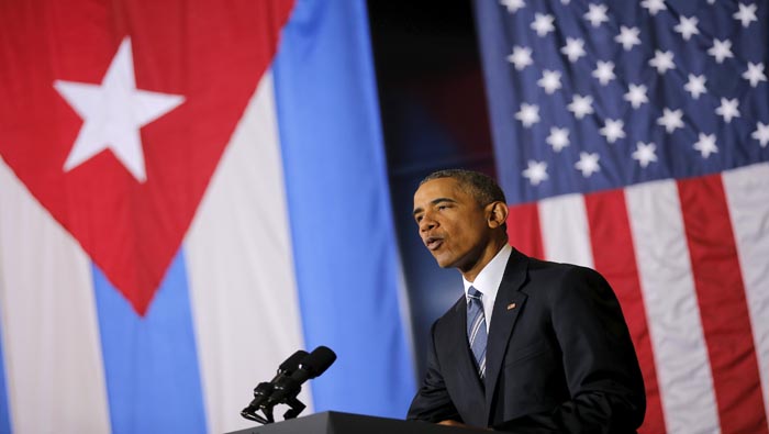 Barack Obama touched in Cuba on Sunday, becoming the first sitting president to visit in 88 years.