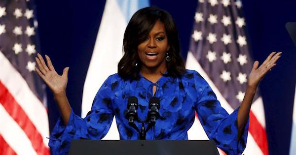 U.S. first lady Michelle Obama delivers speech in Buenos Aires on Wednesday.