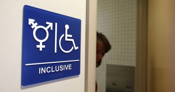 A gender-neutral bathroom is seen at the University of California, Irvine in Irvine, California September 30, 2014.