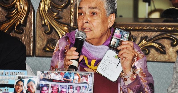 Mother of four disappeared children, Maria Herrera Magdaleno, speaks at the launch of the Caravan for Peace, Life, and Justice in Tegucigalpa, March 28, 2016.