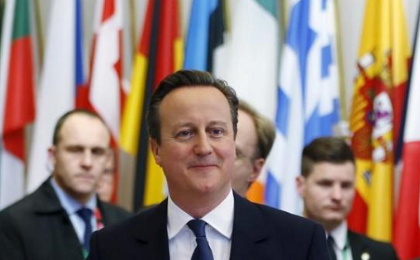 Britain's Prime Minister David Cameron leaves a European Union leaders summit in Brussels, Belgium, Feb. 19, 2016.