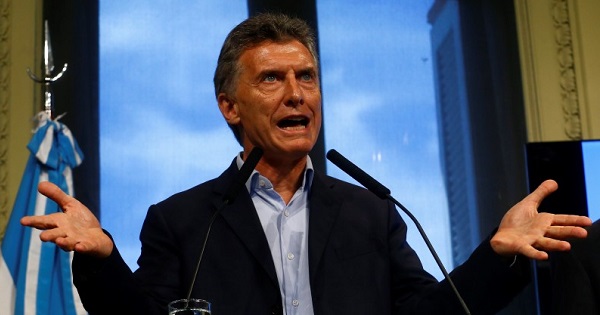 Argentine President Mauricio Macri gestures during a news conference at the Casa Rosada Government House in Buenos Aires, Argentina February 22, 2016.