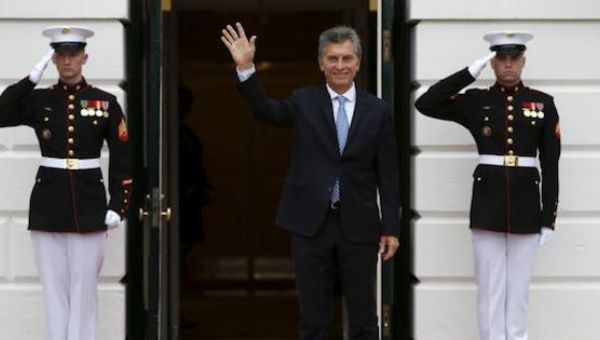 Argentina's President Mauricio Macri arrives for a working dinner at the White House in Washington March 31, 2016.