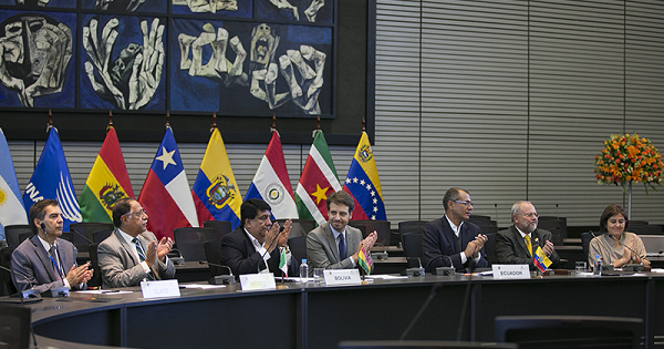 Representatives from Mexico, Venezuela, Colombia, Bolivia, and Ecuador gathered in Quito, Ecudor to develop common agenda regarding hydrocarbon production in the region, April 8, 2016.