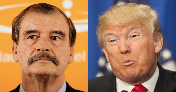 Former Mexican president Vicente Fox (L) and US Republican presidential candidate Donald Trump.