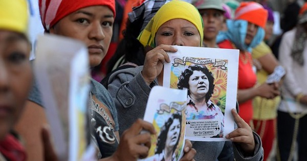Lenca Indigenous women demand justice for murdered leader Berta Caceres in Tegucigalpa, Honduras, on April 5, 2016.