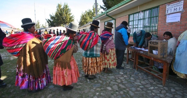 An image from the 2014 elections in which President Evo Morales was re-elected