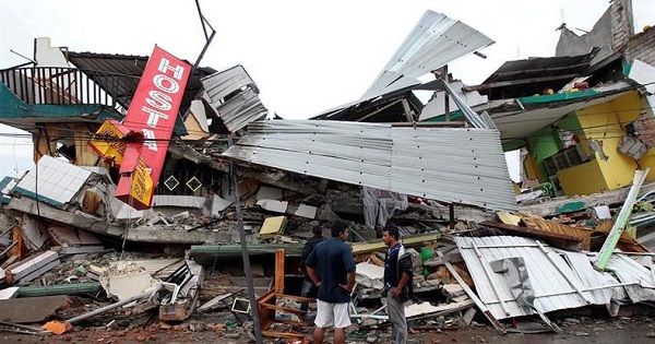 A hostel in Pedernales destroyed by the earthquake