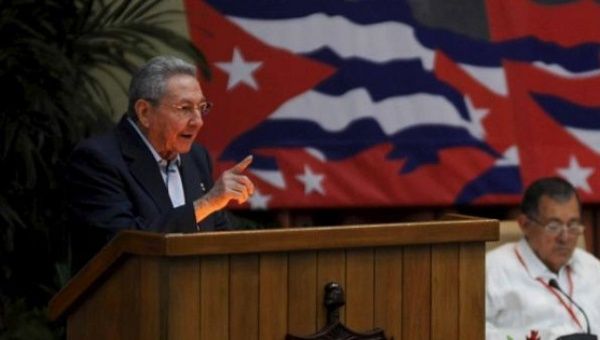 Cuban President Raul Castro addresses his party's first annual Congress in five years.