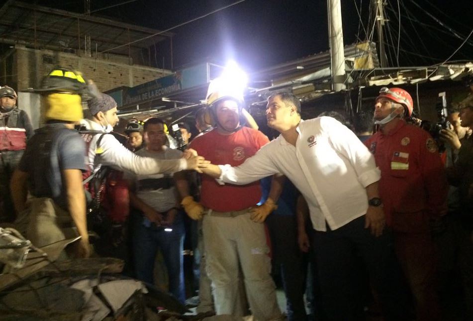 President Correa in the coastal city of Manta .