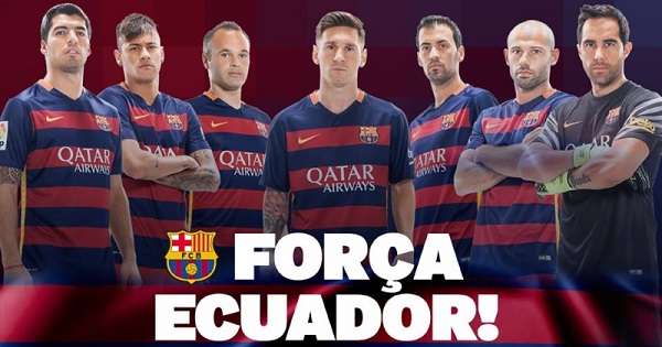 FC Barcelona image to earthquake victims reads 