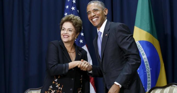 U.S. President Barack Obama shakes hands with Brazil's President Dilma Rousseff at the Summit of the Americas in Panama City, Panama April 11, 2015.