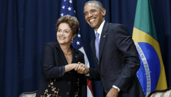 U.S. President Barack Obama shakes hands with Brazil's President Dilma Rousseff at the Summit of the Americas in Panama City, Panama April 11, 2015.