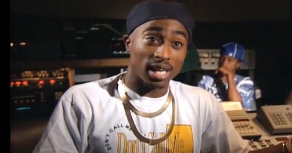 A screen shot shows Tupac Shakur speaking during an interview with MTV.