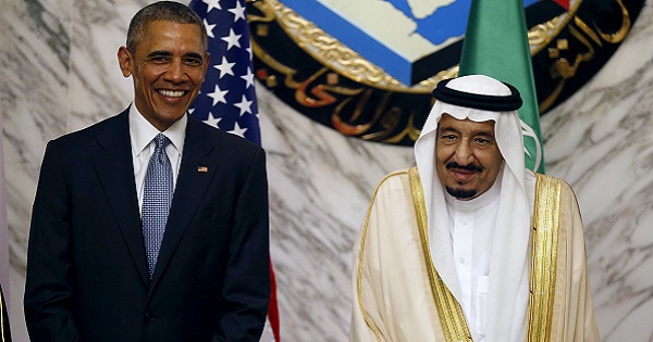 U.S. President Barack Obama (L) stands next to Saudi Arabia's King Salman during the summit of the Gulf Cooperation Council (GCC) in Riyadh, Saudi Arabia, April 21, 2016.
