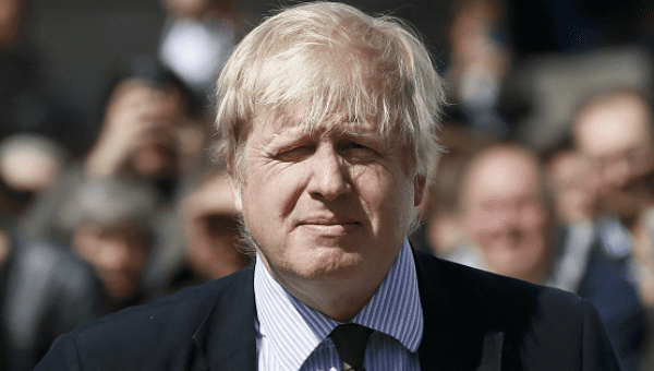 London Mayor Boris Johnson attends the unveiling of a 5.5-meter (20ft) recreation of the 1,800-year-old Arch of Triumph in Palmyra, Syria, at Trafalgar Square in London, Britain April 19, 2016. 