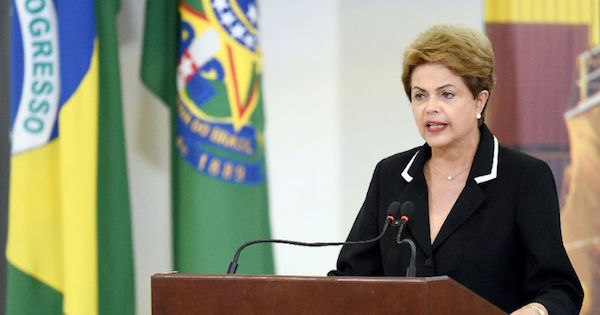 Brazilian President Dilma Rousseff speaks at Planalto Palace in Brasilia, on June 24, 2015