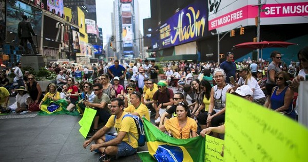 Dilma Rousseff was received by supporters in New York on Thursday and Friday as she head for the U.N.
