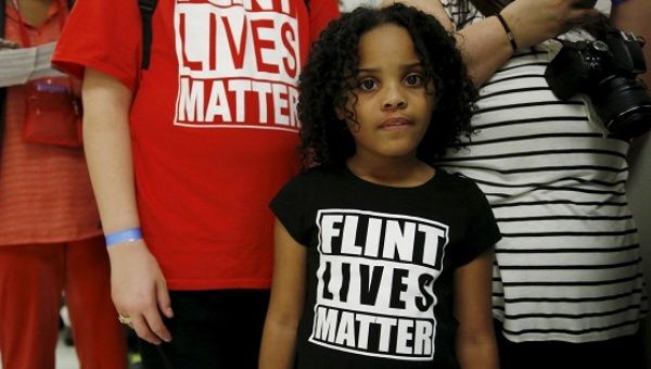 Mari Copeny, 8, of Flint, Michigan, outside a hearing on 