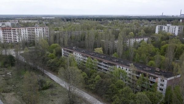 A view of the abandoned city of Pripyat is seen near the Chernobyl nuclear power plant in Ukraine April 22, 2016.