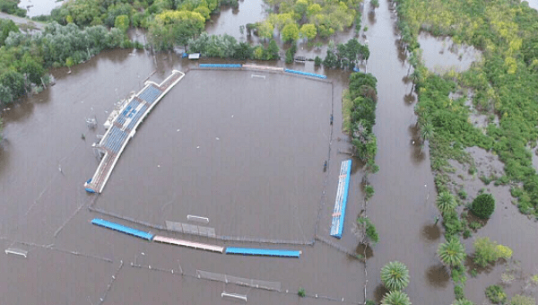 Club Atletico Atenas' stadium in San Carlos, Maldonado province, flooded, April, 18. 2016